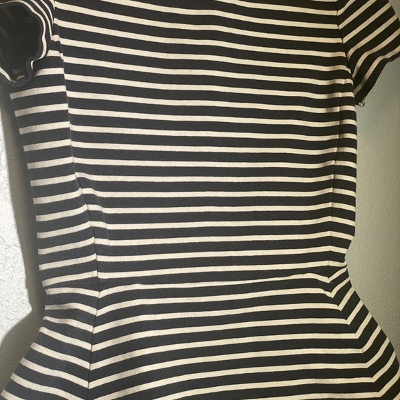 Theory Peplum Blouse Blue white Stripes  sz 0 - Picture 5 of 7